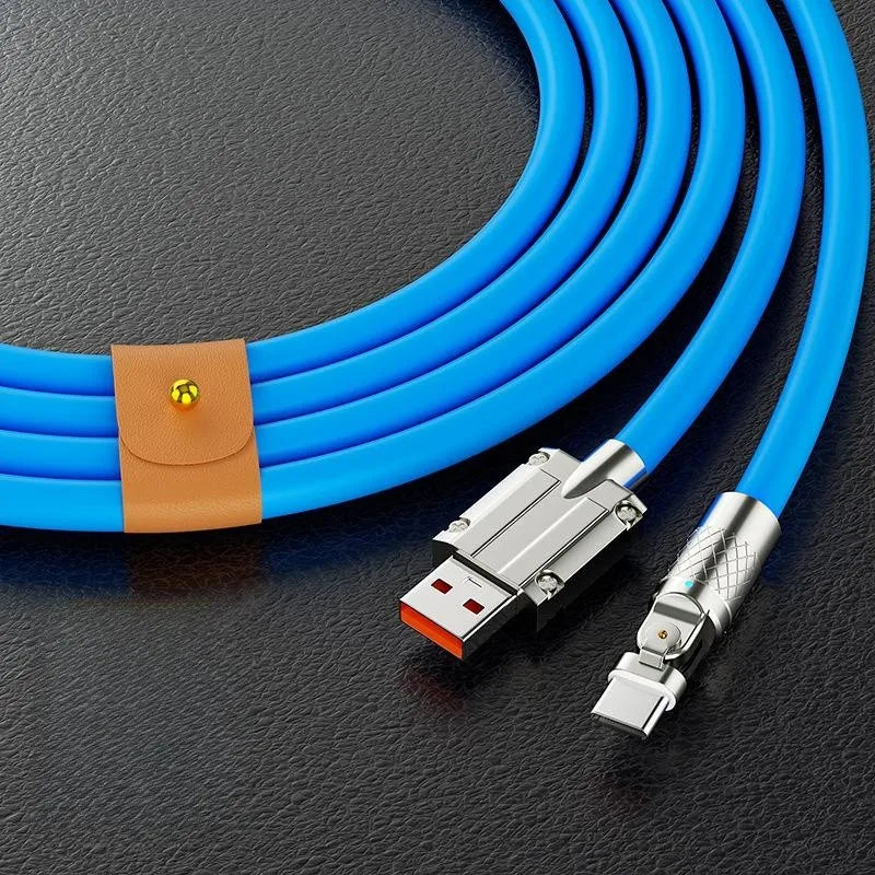 Revolutionary 120W USB Type C Cable with 180° Rotating Design - Fast Charging & Data Transfer for Huawei, Samsung, Xiaomi, and More!