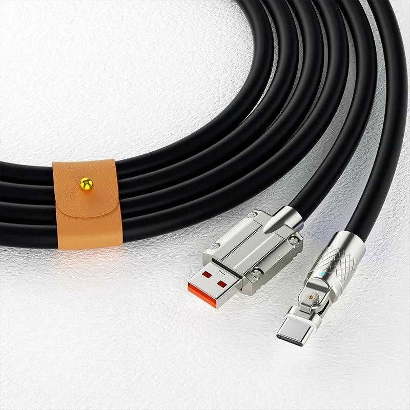 Revolutionary 120W USB Type C Cable with 180° Rotating Design - Fast Charging & Data Transfer for Huawei, Samsung, Xiaomi, and More!